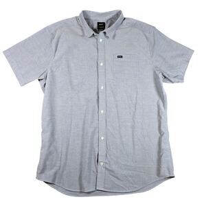 RVCA That'll Do Stretch Short Sleeve Button Down Shirt - Oxford Blue - Men's 2XL